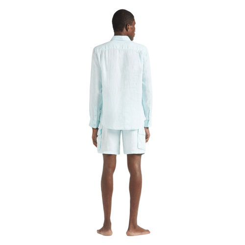 Vilebrequin Natural Dye Linen Shirt In Pacific