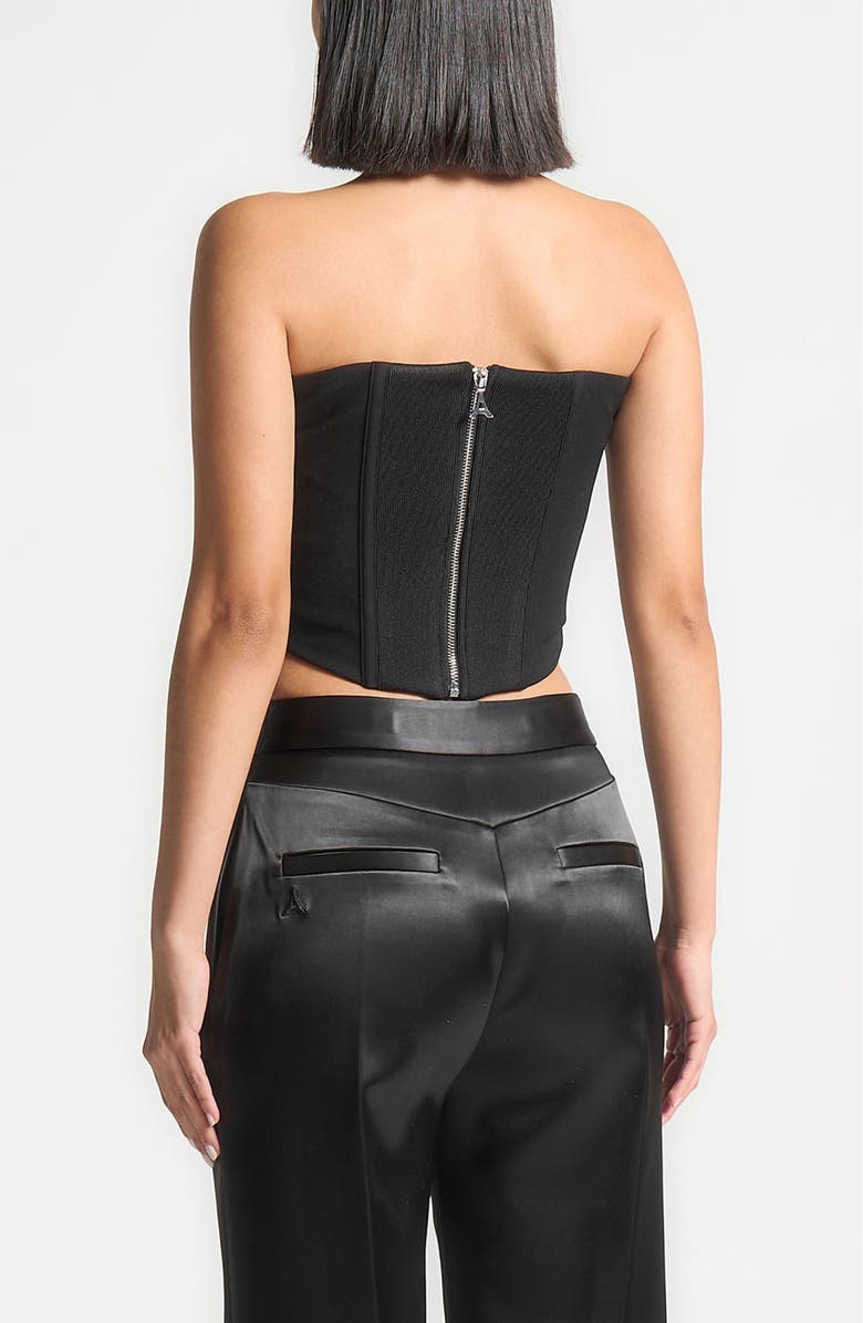 Manière De Voir Cora Satin Pintuck Bandeau Corset Top, Alternate, color, Black