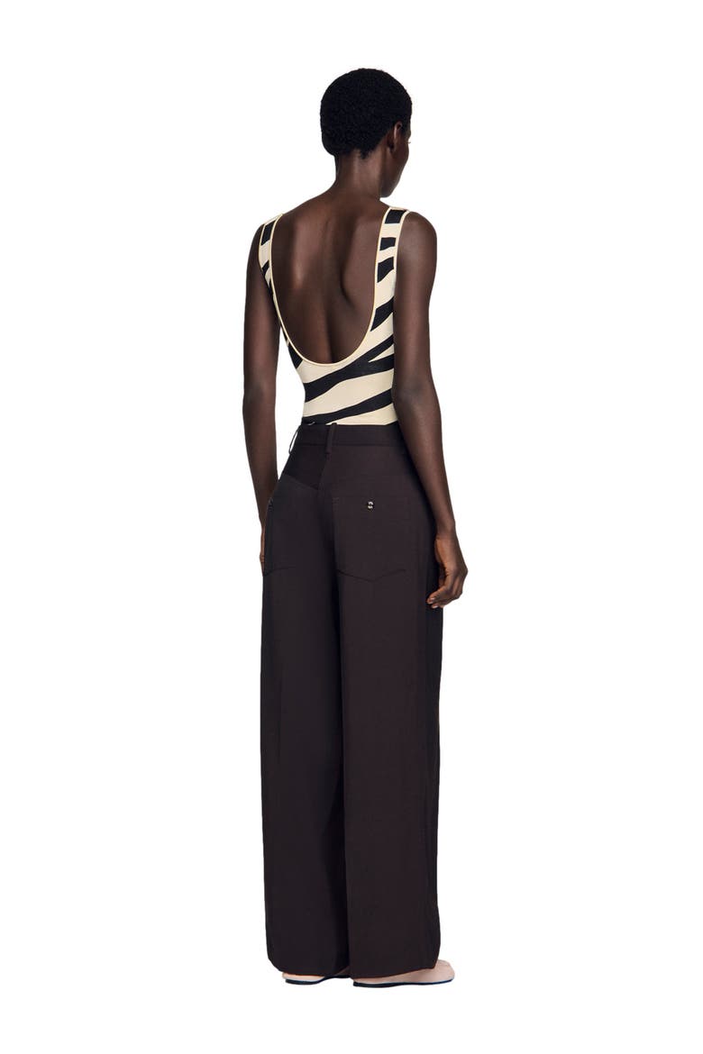 Wide-leg trousers, Alternate, color, Brown