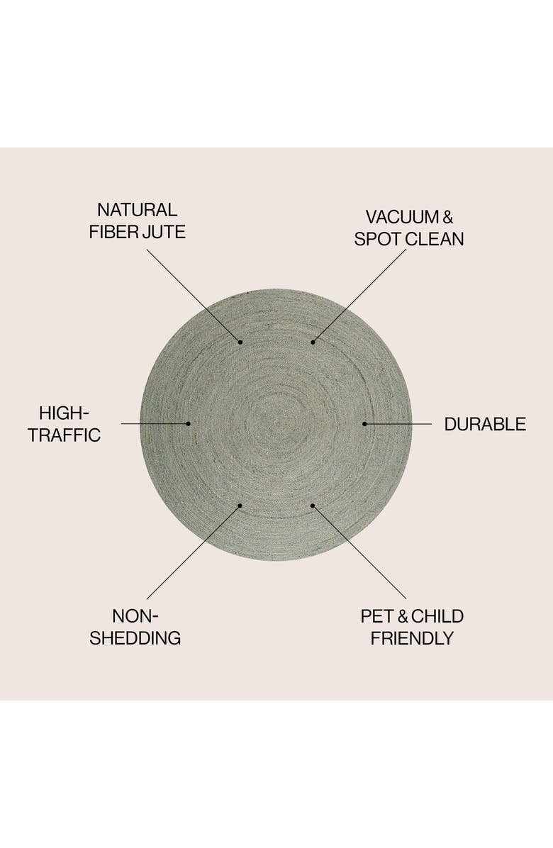 JONATHAN Y Zara Braided Coastal Cottage Round Jute Round Area Rug, Alternate, color, Gray