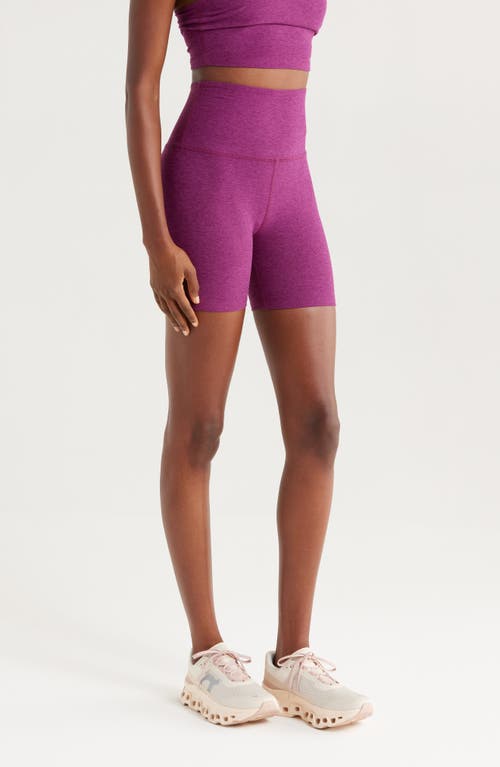Beyond Yoga Keep Pace Space Dye Bike Shorts In Purple
