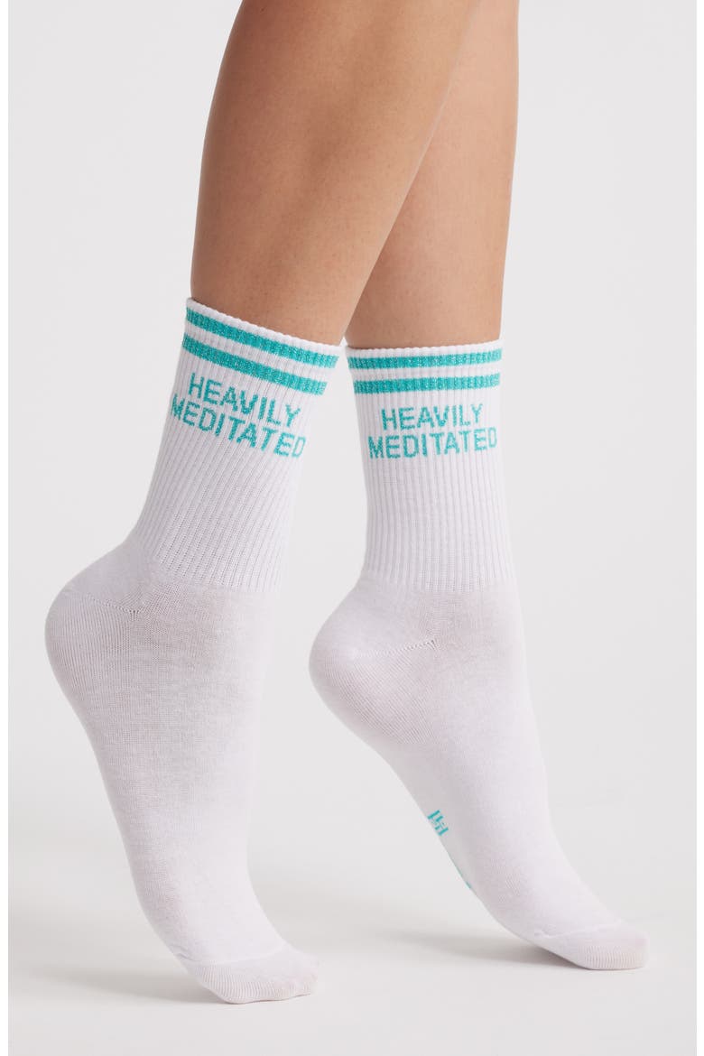 Cotton Blend Crew Socks, Main, color, TURQUOISE