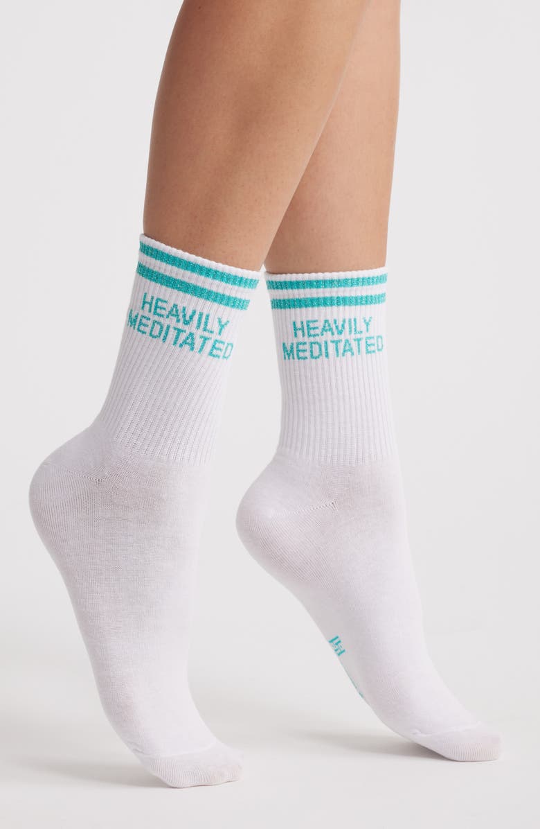 HIGH HEEL JUNGLE Cotton Blend Crew Socks, Main, color, Turquoise