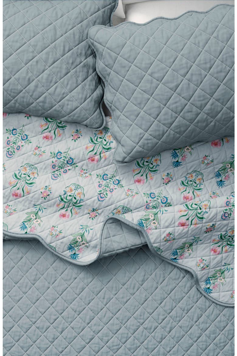 Floral Scalloped Cotton Quilt & Sham Set, Main, color, THRIVING FLOWERS