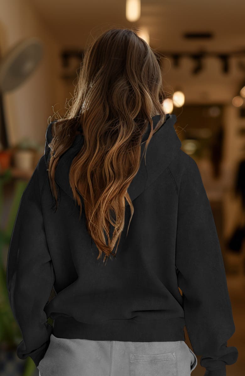 Dalix Womens Heartly Ghost Mineral Washed Hoodie, Alternate, color, Black