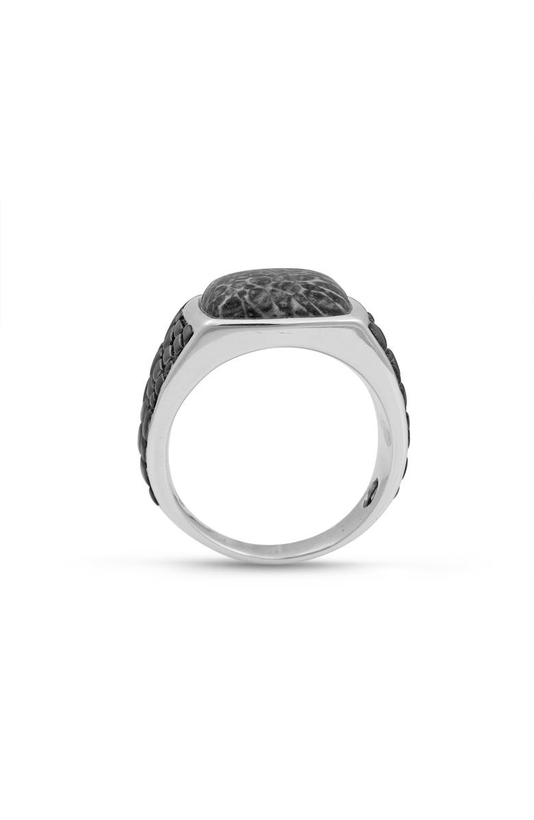 LuvMyJewelry Fossil Agate Sterling Silver Men Signet Ring, Alternate, color, Silver