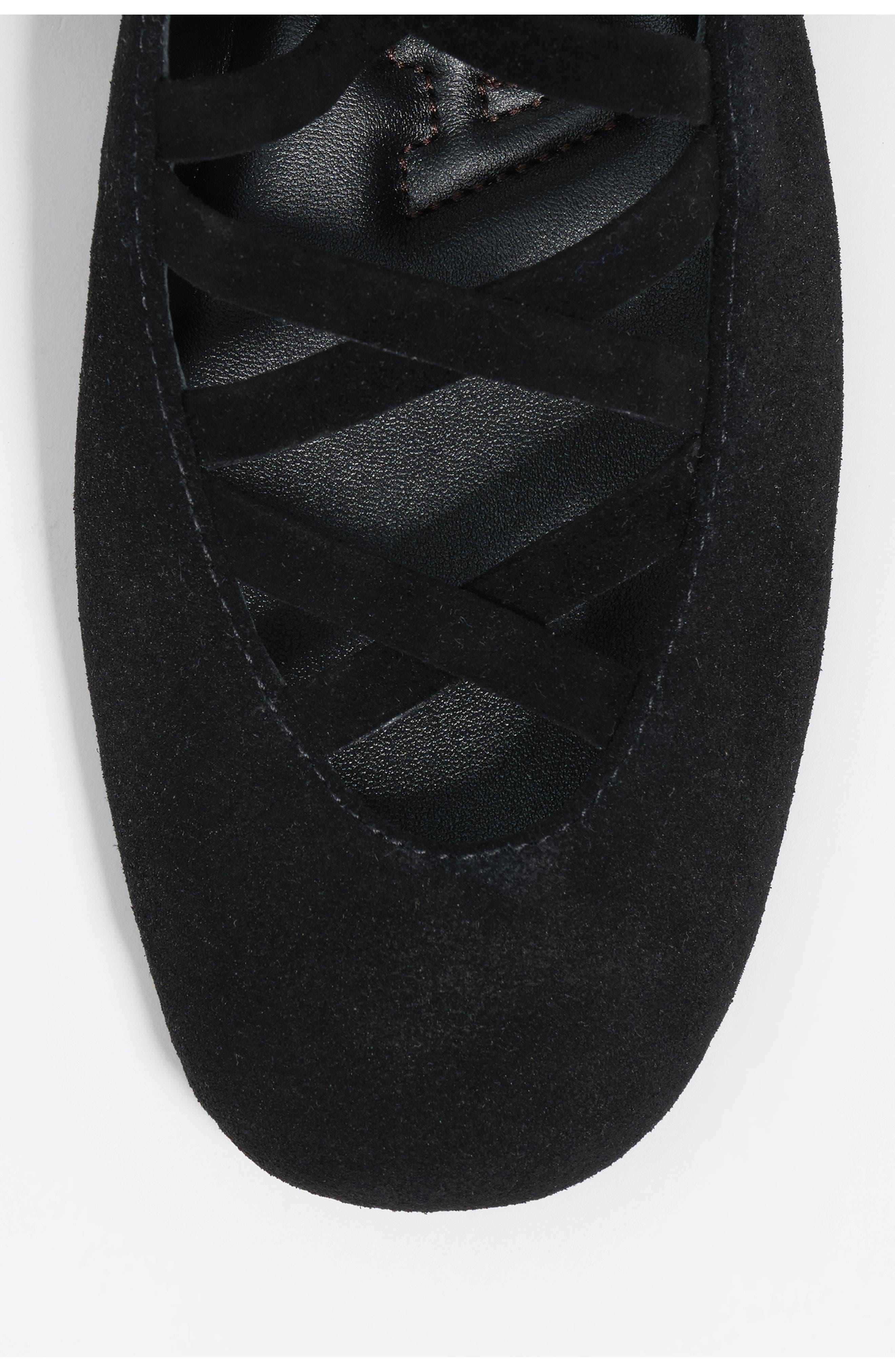 Split Leather Ballerina, Alternate, color, BLACK