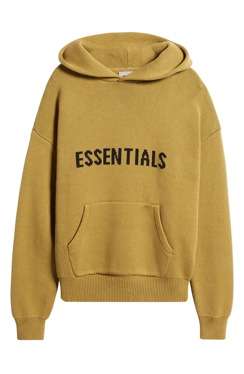 Fear of God Essentials Oversize Knit Hoodie, Alternate, color, Amber