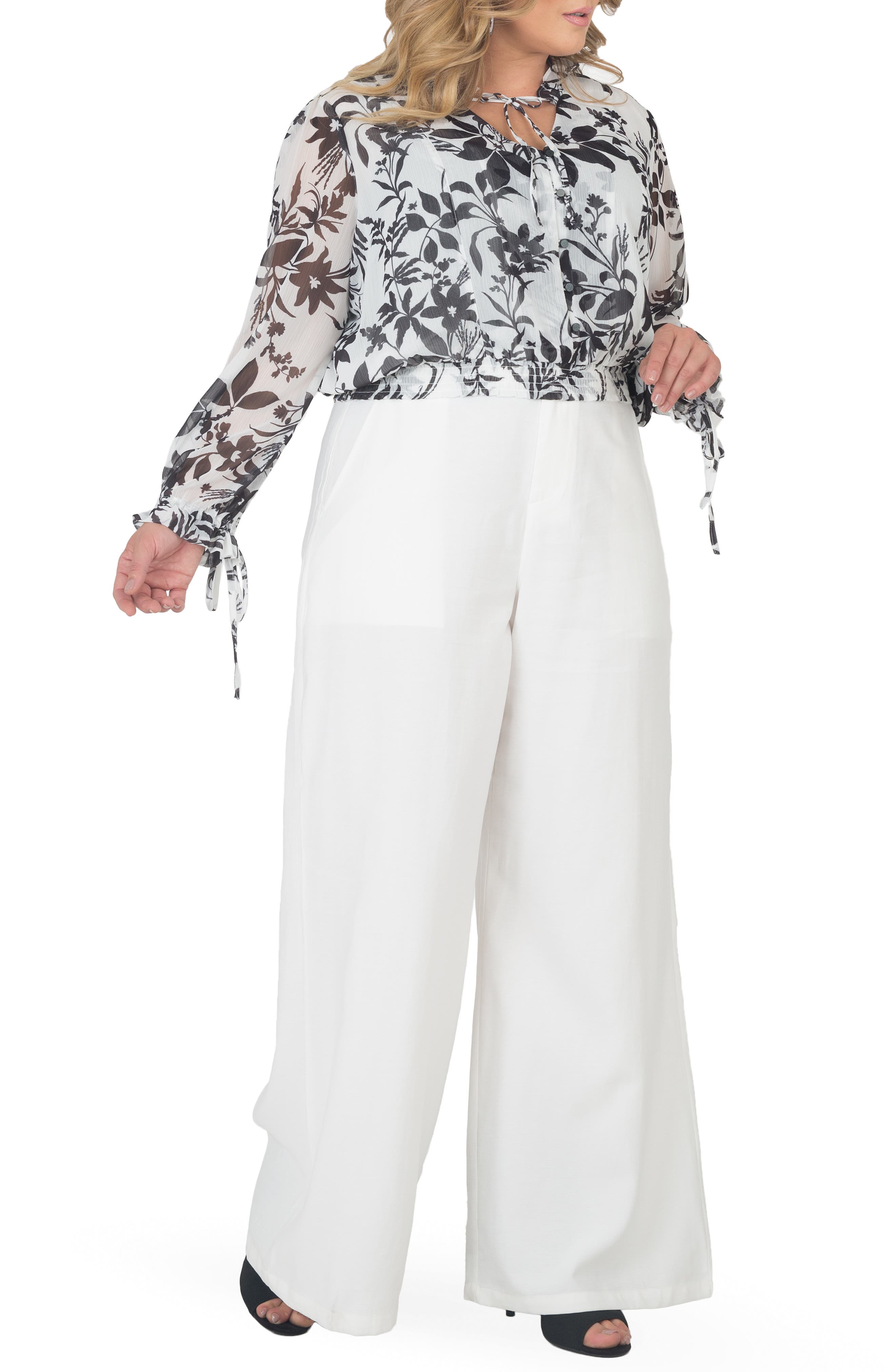 Standards & Practices Standard & Practices Tie Neck Chiffon Top (Women ...