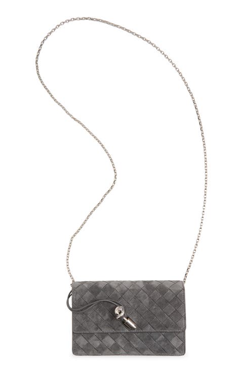 Andiamo Intrecciato Suede Wallet on a Chain