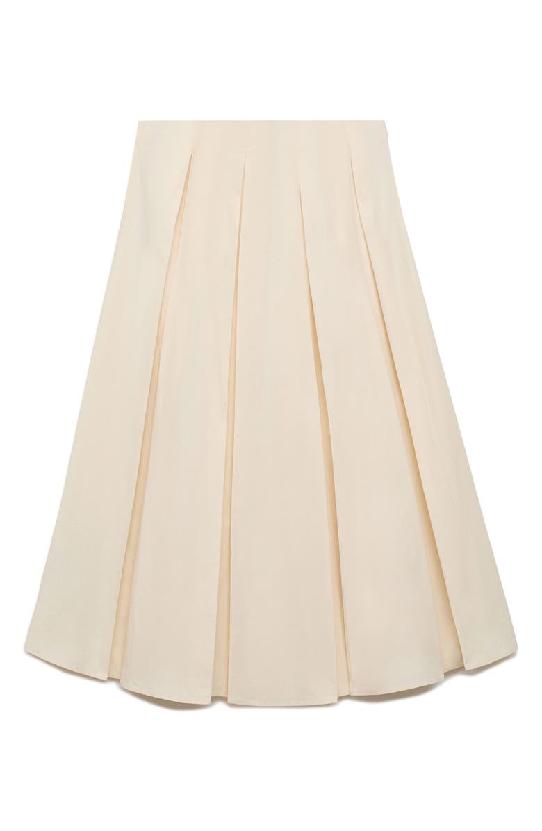 MANGO Pleated Midi Skirt, Alternate, color, Ivory White
