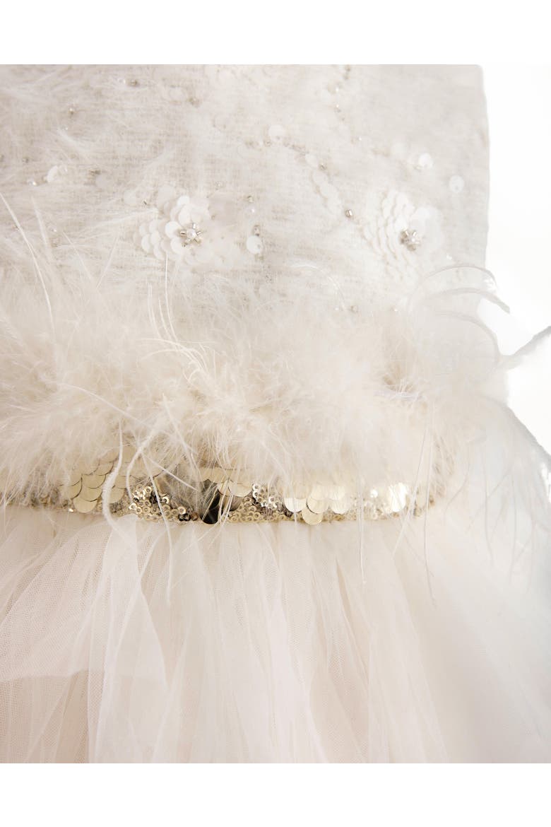 Feathered Tulle Party Dress, Alternate, color, Cream