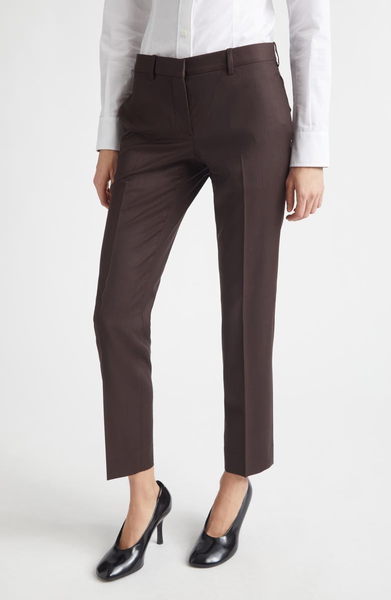 Burberry Shelley Wool Pants, Main, color, Carbon Brown