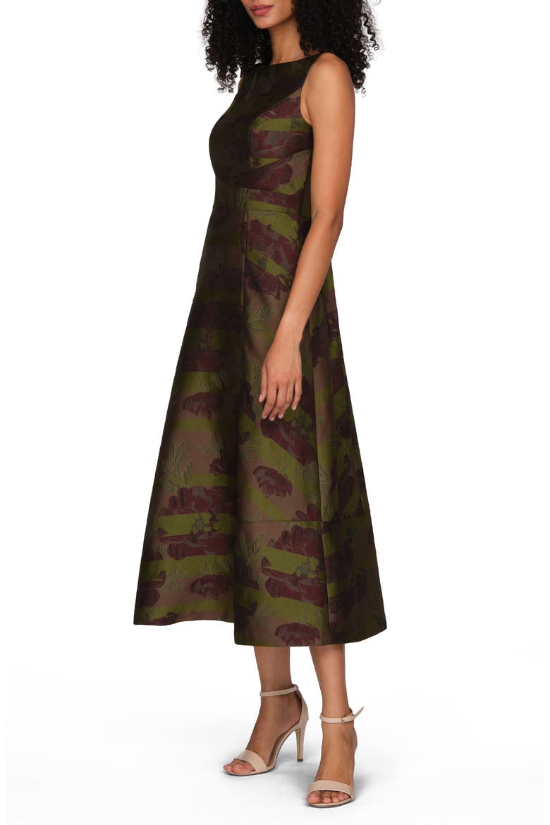 Camilla Floral Jacquard Cocktail Dress, Alternate, color, MOCHA MULTI