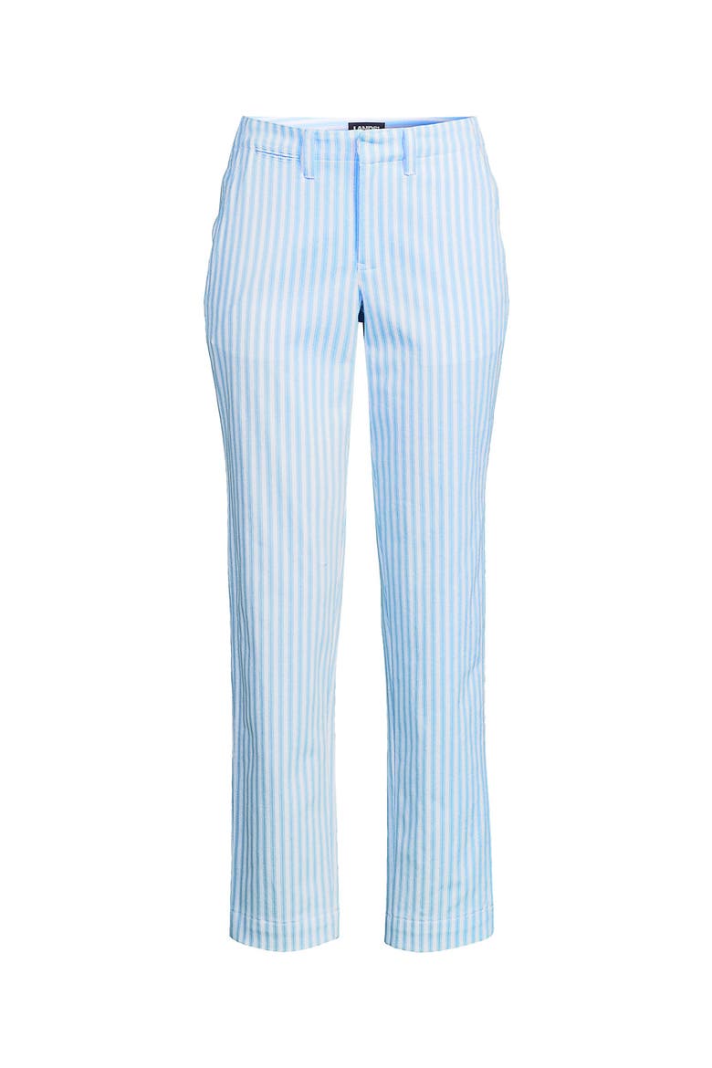 Plus Size Mid Rise Classic Straight Leg Chino Ankle Pants, Alternate, color, White/Blue Awning Stripe