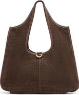 Dolce Vita Pava Croc Embossed Suede Shoulder Bag