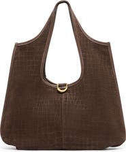 Dolce Vita Pava Croc Embossed Suede Shoulder Bag