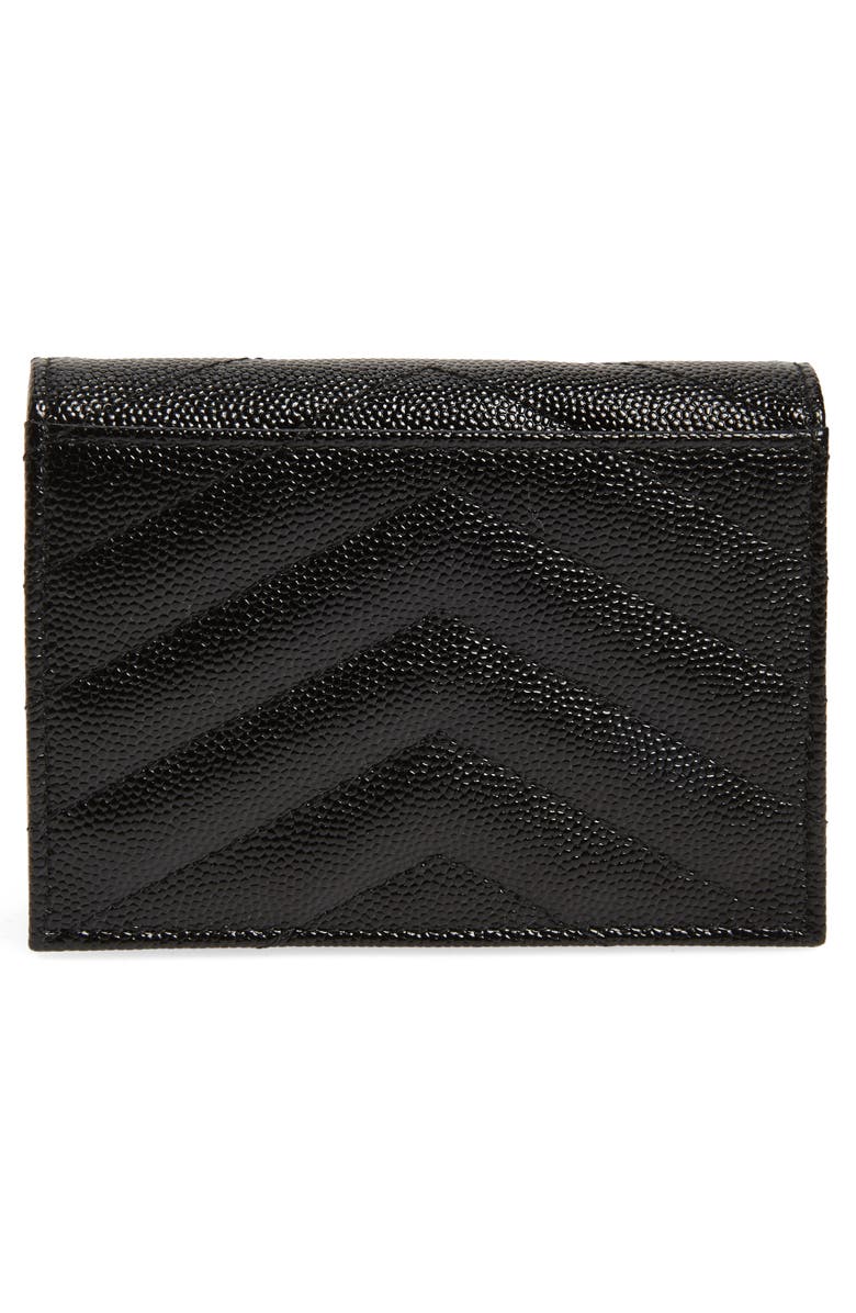 Saint Laurent Monogram Quilted Leather Leather Flap Card Case, Alternate, color, 