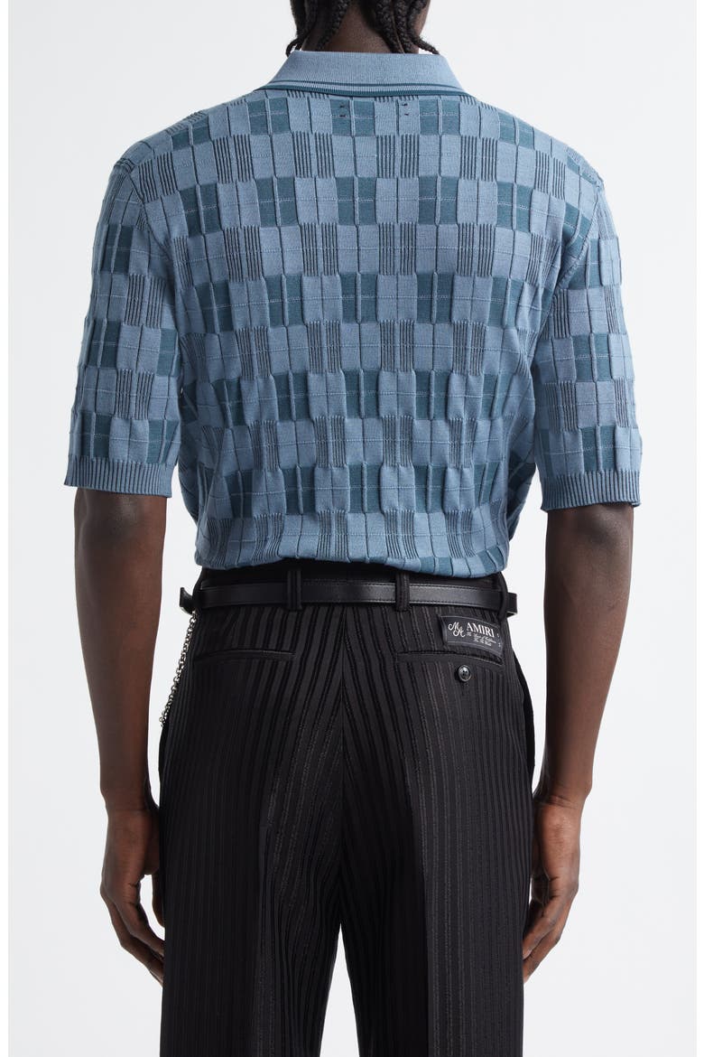 Checkboard Polo, Alternate, color, VINTAGE BLUE