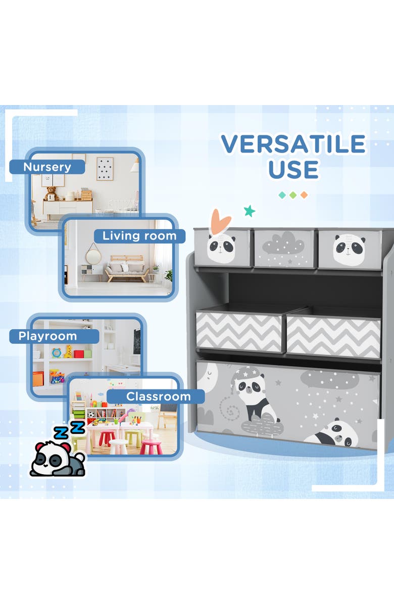 Qaba Toy Organizer with 6 Storage Bins, Kids Bedroom Storage Unit, Alternate, color, 