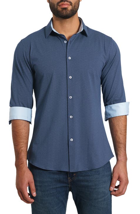 Trim Fit Microdot Button-Up Shirt