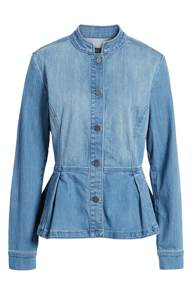 Halogen<sup>®</sup> Peplum Denim Jacket, Alternate, color, 