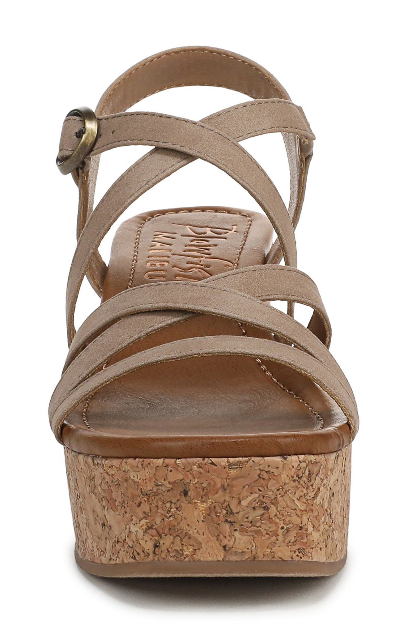 Blowfish Malibu Aurora Strappy Platform Wedge Sandal, Alternate, color, Oak Suede