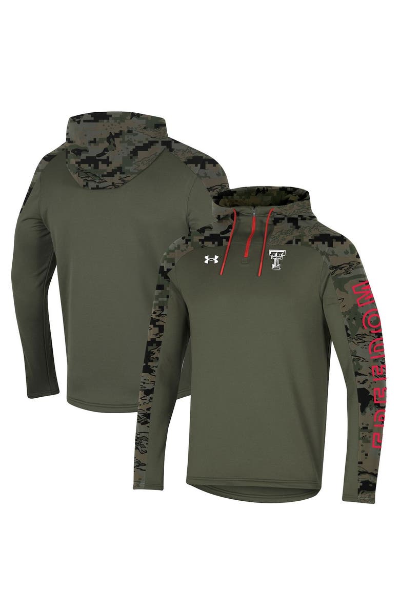 Under Armour Men's Under Armour Olive Texas Tech Red Raiders Freedom Quarter-Zip Pullover Hoodie, Main, color,