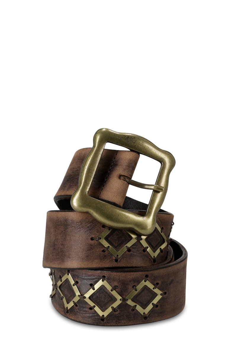 Fortela Tami Golden Buckle Belt, Alternate, color, Leather