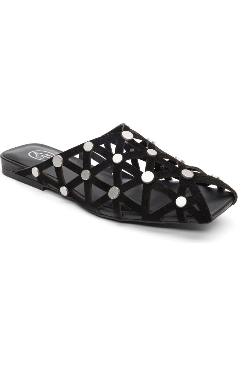 Ash Bone Studded Cutout Slide Sandal, Main, color, Black