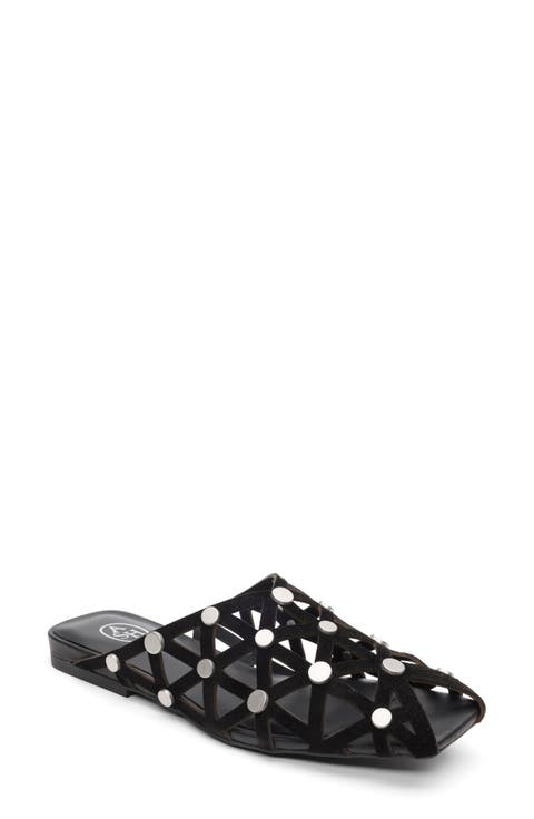 Bone Studded Cutout Slide Sandal (Women)