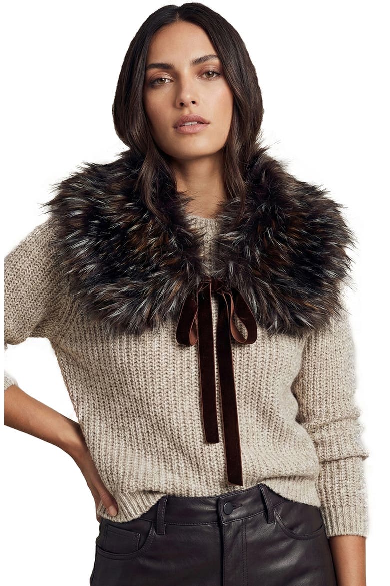 Faux Fur Shawl, Alternate, color, BROWN MULTI