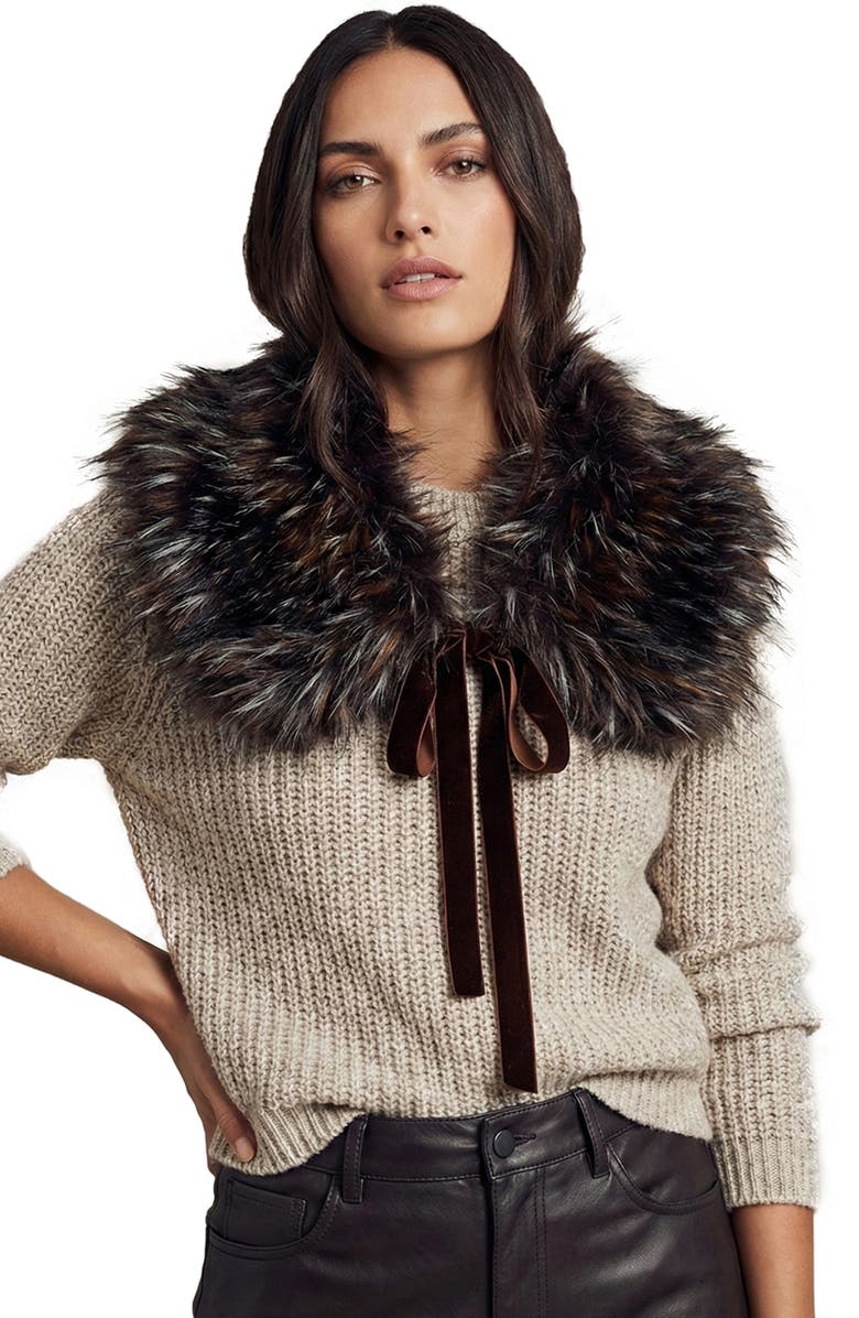 SAACHI Faux Fur Shawl, Alternate, color, Brown Multi