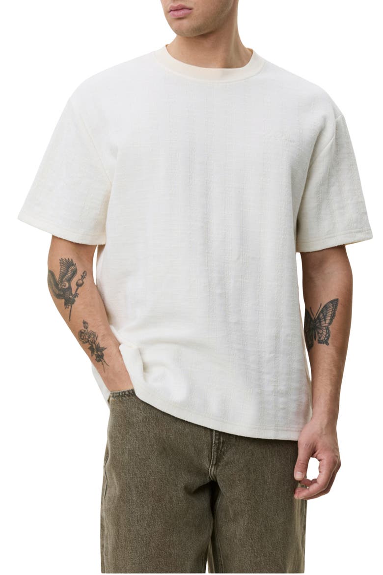 Stripe Jacquard T-Shirt, Main, color, EGGNOG WHITE
