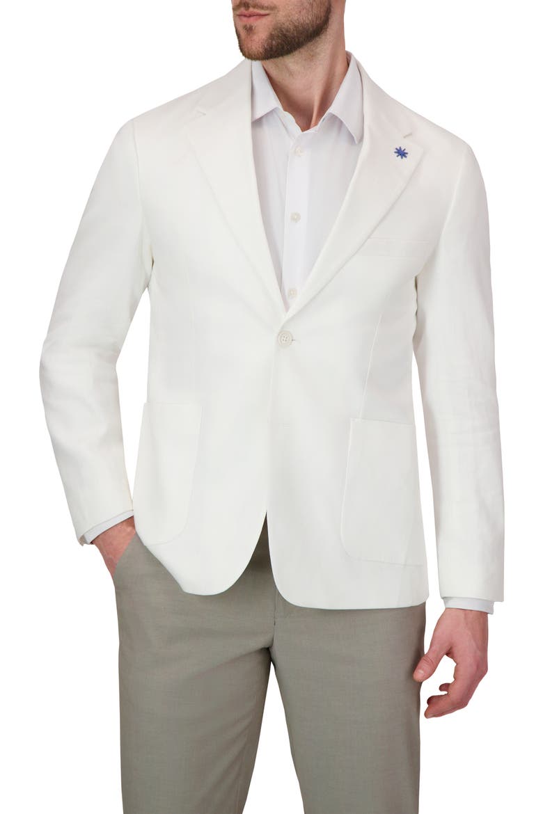 Linen Blend Stretch Sport Coat, Alternate, color, WHITE