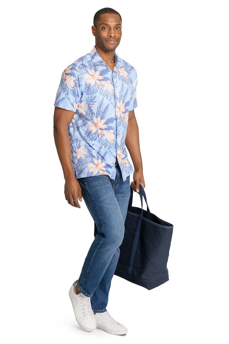 Floral Print Short Sleeve Shirt, Alternate, color, LIGHT BLUE