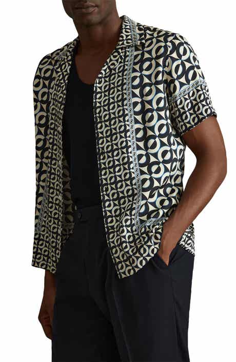 Reiss Prentice Regular Fit Geo Print Camp Shirt