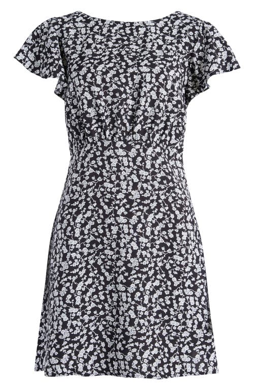 Faithfull The Brand Valras Mini Dress In Amaryllis Floral Black/white