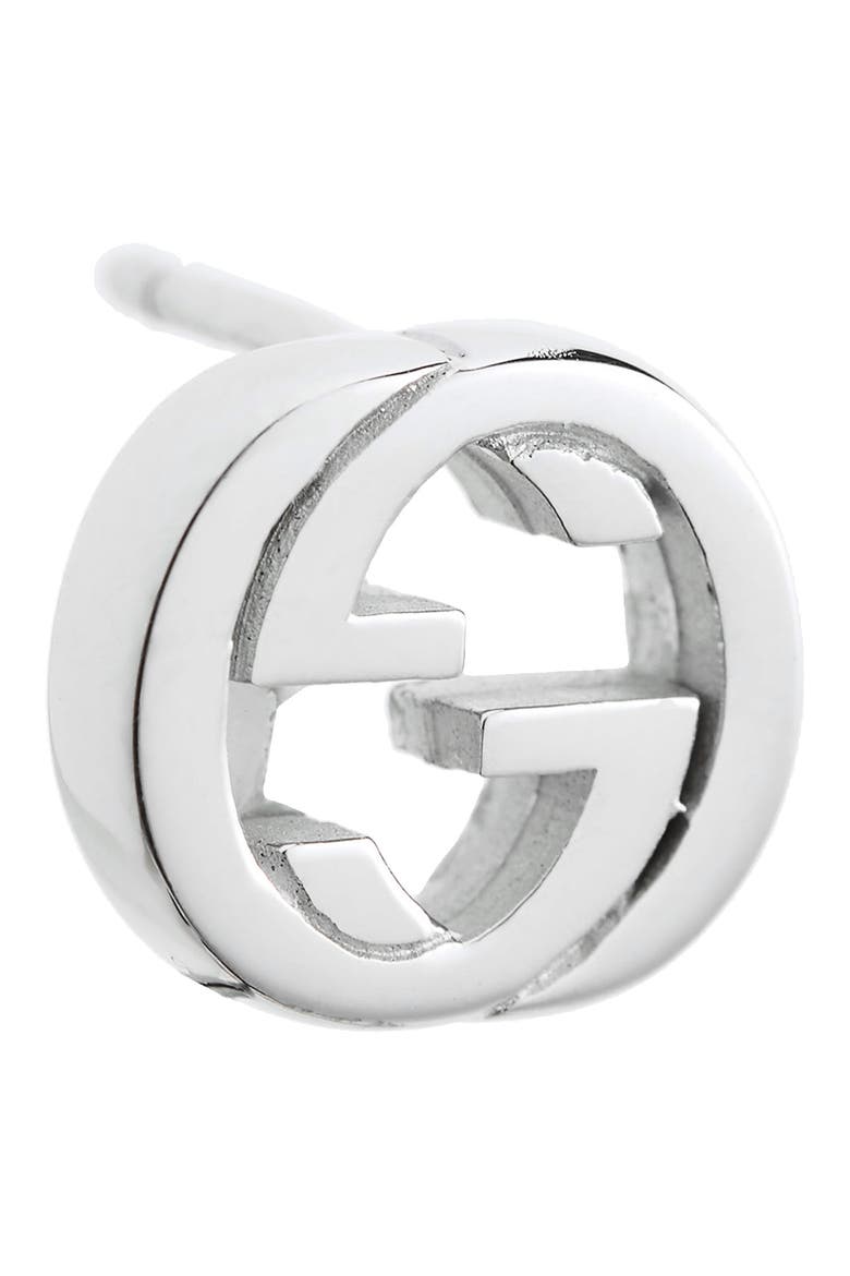 Interlocking-G Stud Earrings, Alternate, color, STERLING SILVER