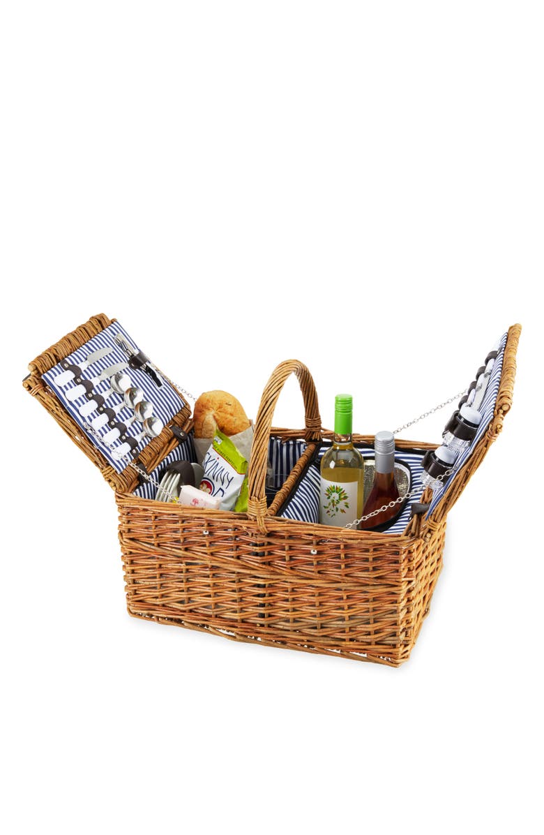 TWINE Cape Cod Wicker Picnic Basket Set, Alternate, color, Brown