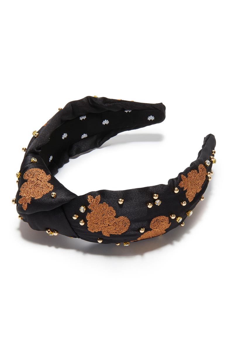 Embellished Lace Knotted Headband, Alternate, color, CARAMEL JET
