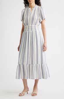 Brent Stripe Smocked Waist Midi Dress