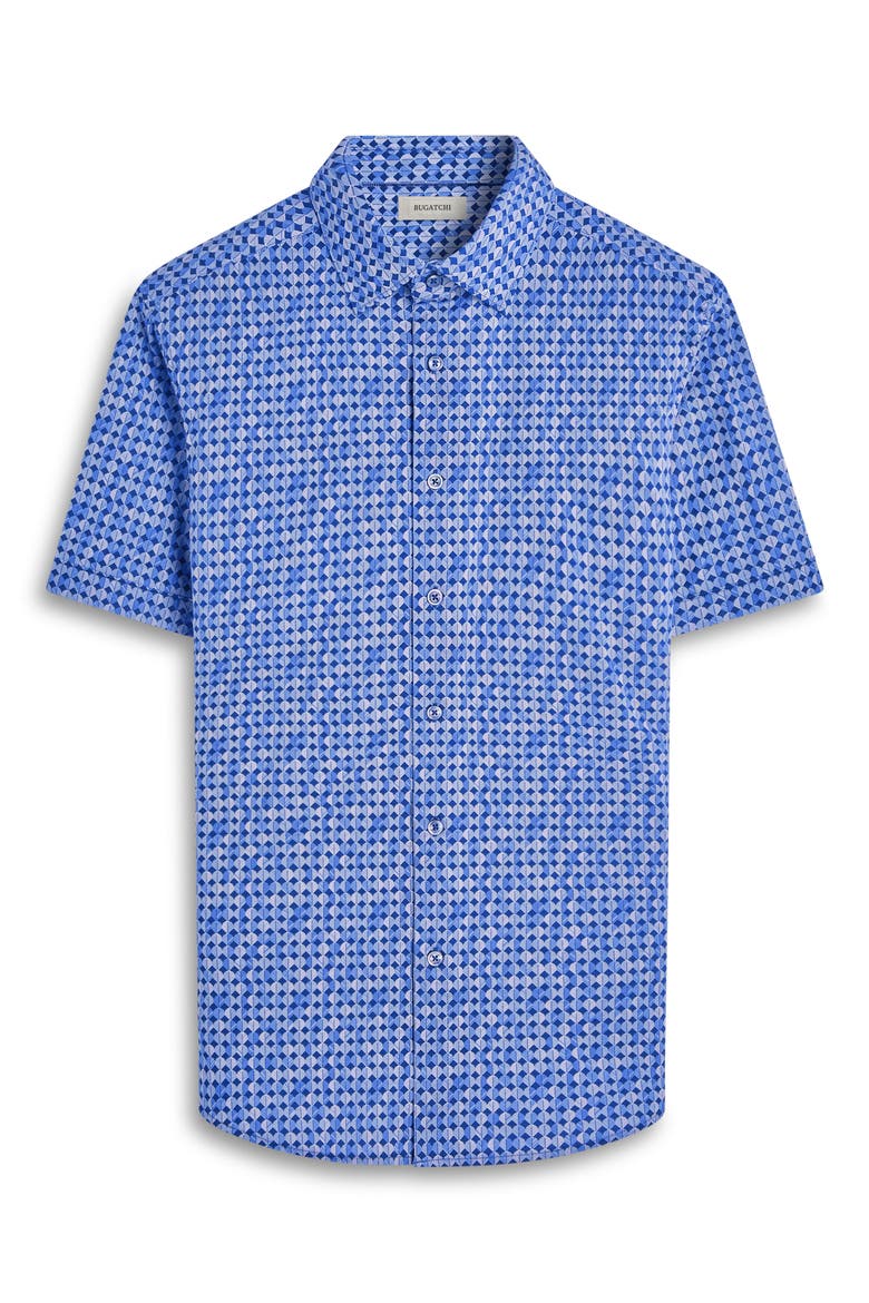 Miles OoohCotton® Geo Print Short Sleeve Button-Up Shirt, Alternate, color, NIGHT BLUE