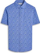 Bugatchi Miles OoohCotton® Geo Print Short Sleeve Button-Up Shirt