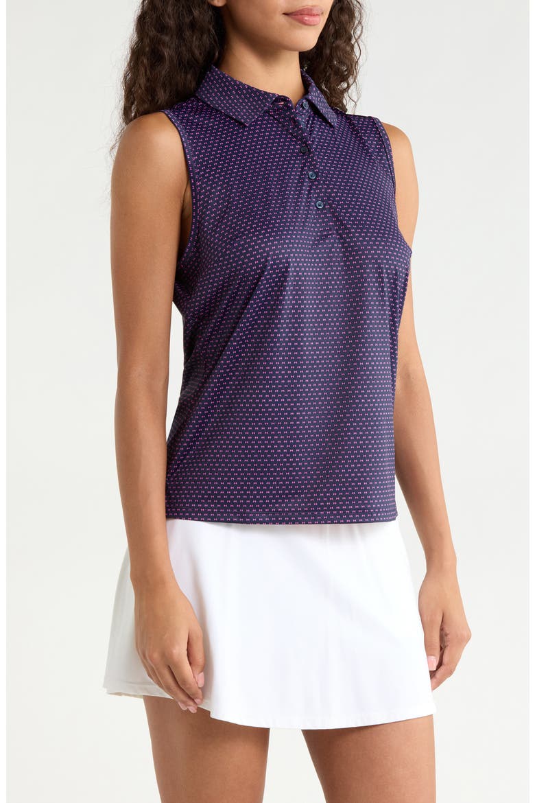 Geo 2 Silky Tech Performance Sleeveless Golf Polo, Alternate, color, TWILIGHT / KNOCKOUT PINK