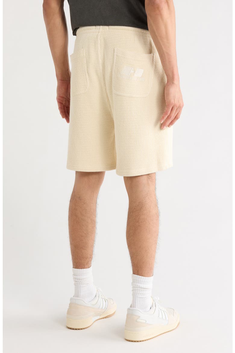 Rib Knit Stretch Cotton Blend Drawstring Shorts, Alternate, color, BONE