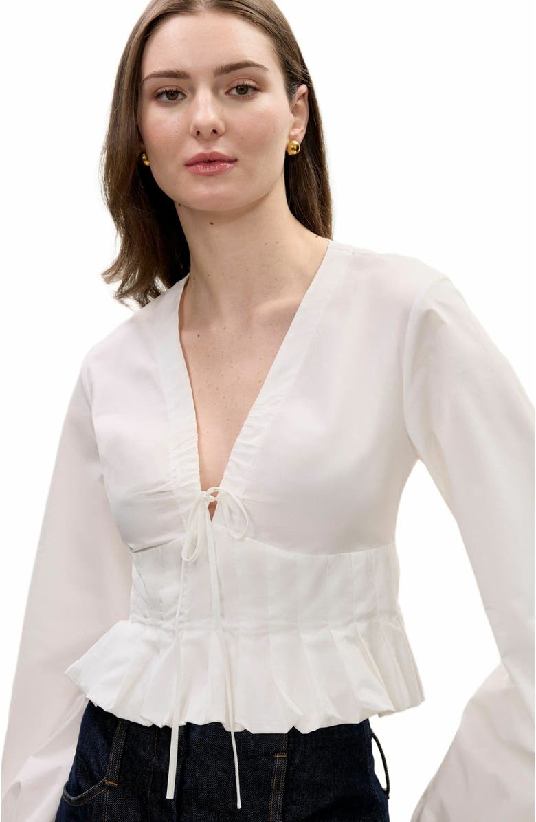 Rebecca Taylor Yara Poplin Blouse, Alternate, color, Milk