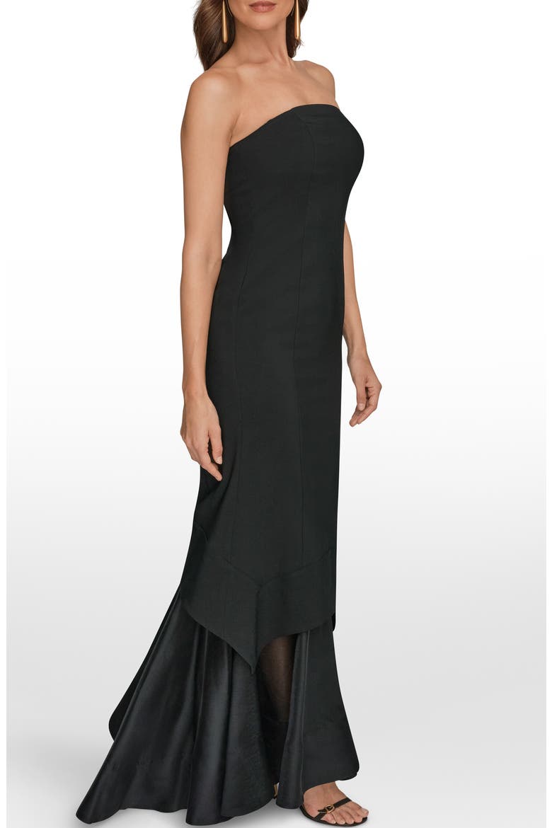 Strapless Scuba Knit & Organza Mermaid Gown, Alternate, color, BLACK/ BLACK