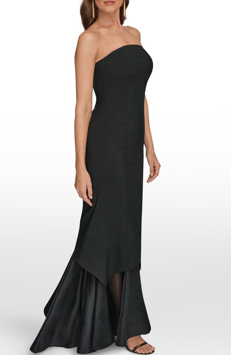 Donna Karan New York Strapless Scuba Knit & Organza Mermaid Gown, Alternate, color, Black/ Black