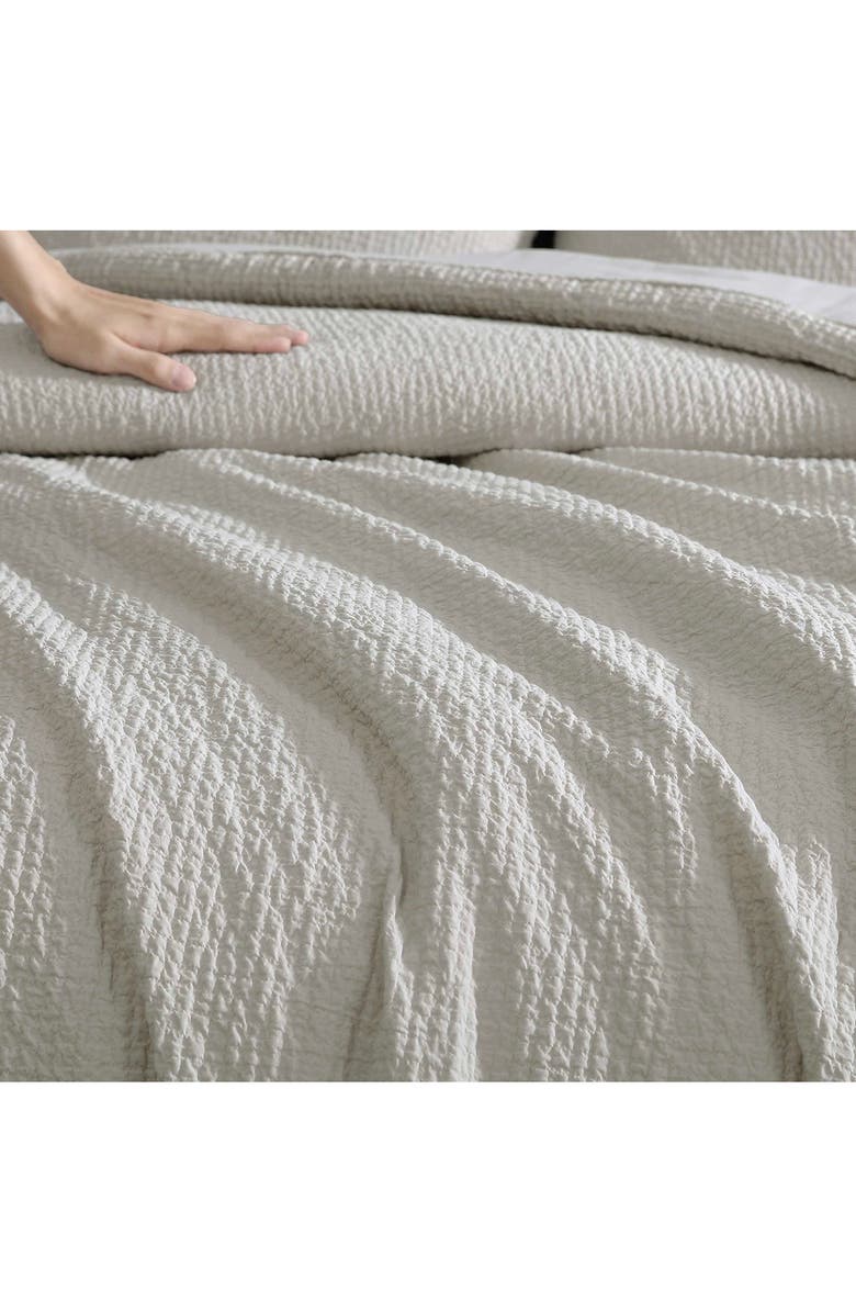 Vera Wang Puckered Duvet Set, Alternate, color, Silver Leaf